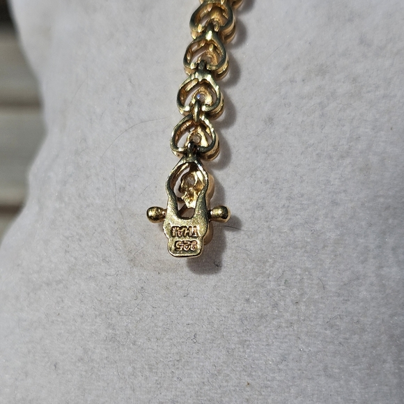 Gold 925 hearts diamond tennis bracelet - Picture 4 of 6